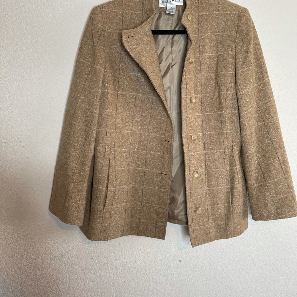 ‎Vintage wool tan windowpane jacket - Picture 5 of 6